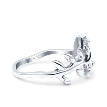 Leaves Oxidized Band Solid 925 Sterling Silver Thumb Ring (8.1mm)